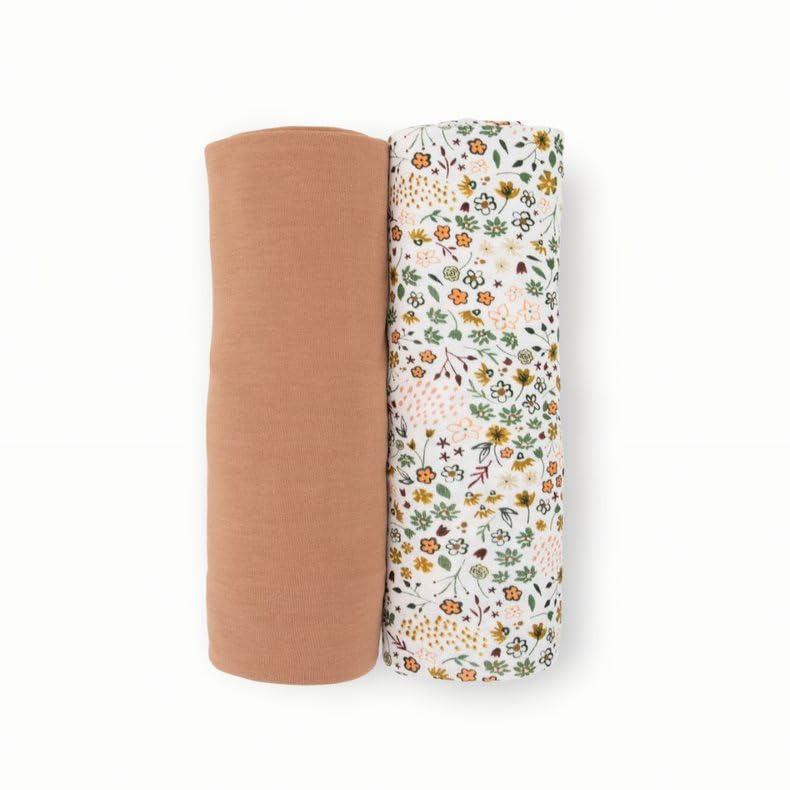 Little Unicorn pressed petals swaddle blanket close-up texture highlights buttery softness