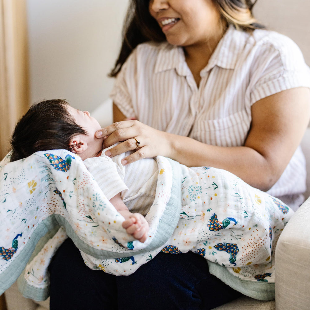 Little Unicorn gift-ready packaging offers a stylish baby shower gift option.