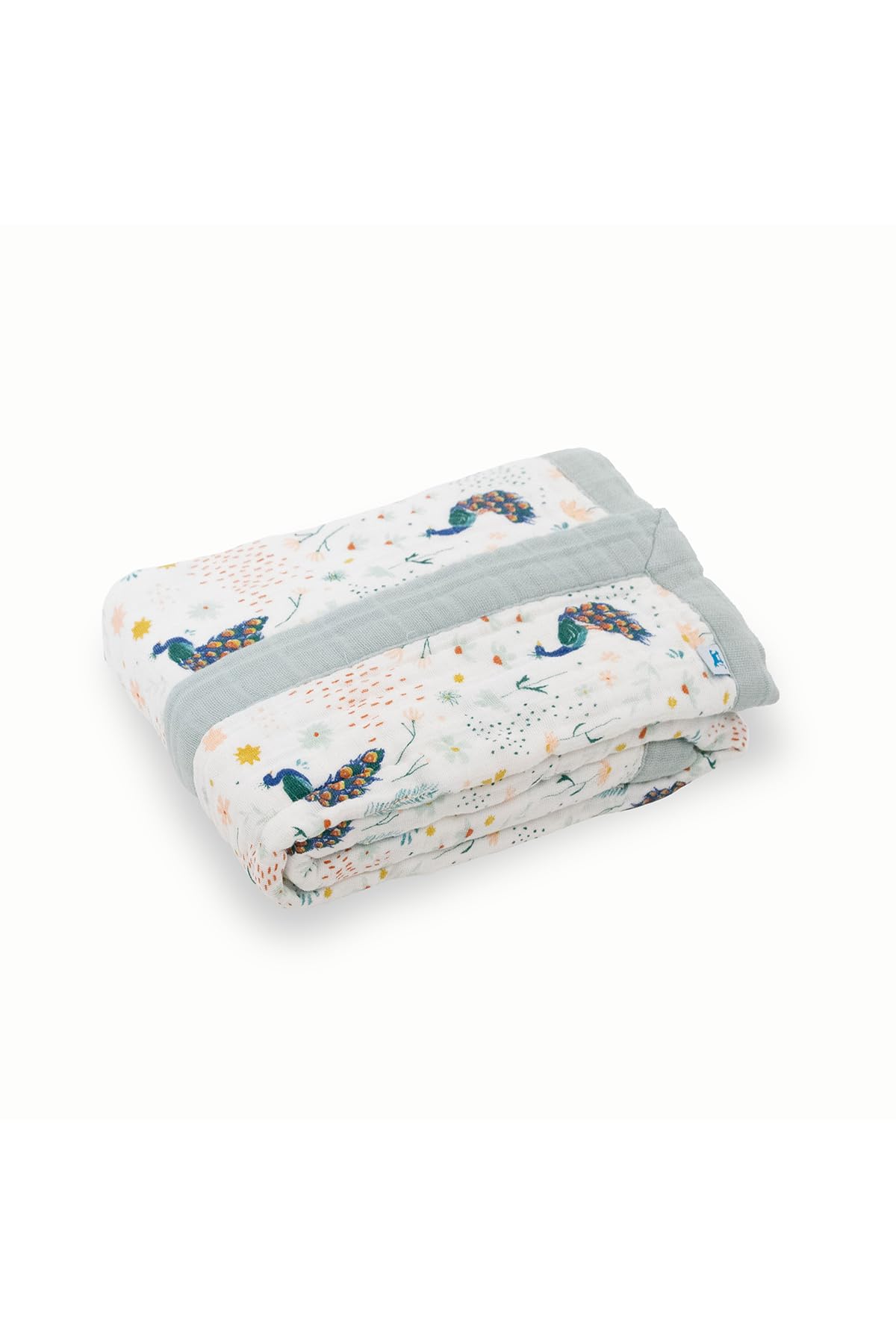 Little Unicorn quilt multi-layer muslin design provides breathable warmth for outings.