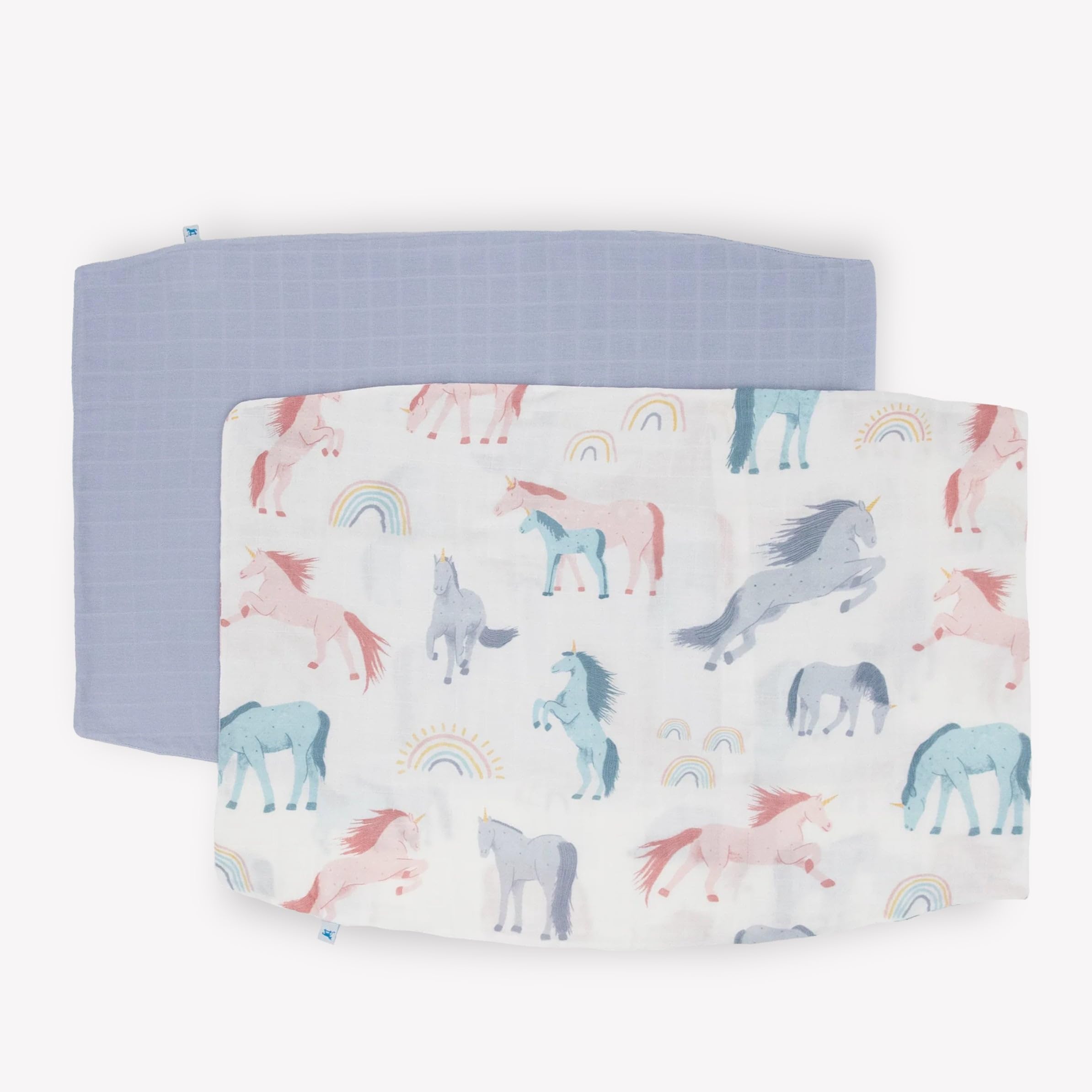 Close-up of Little Unicorn pillowcase envelope closure keeping pillow secure.