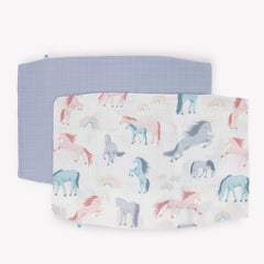 Close-up of Little Unicorn pillowcase envelope closure keeping pillow secure.