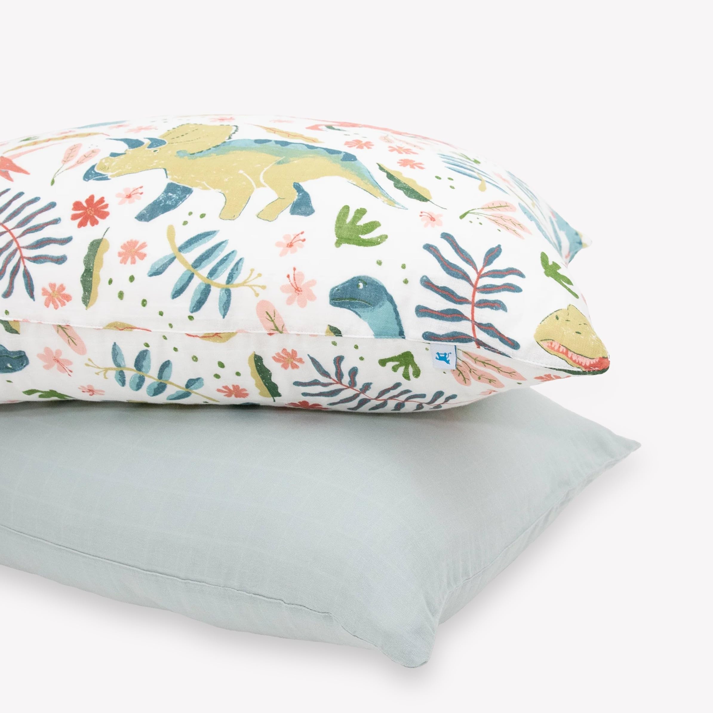 Little Unicorn Boho Dino pillowcase two-pack with ultra-soft muslin for cozy nights