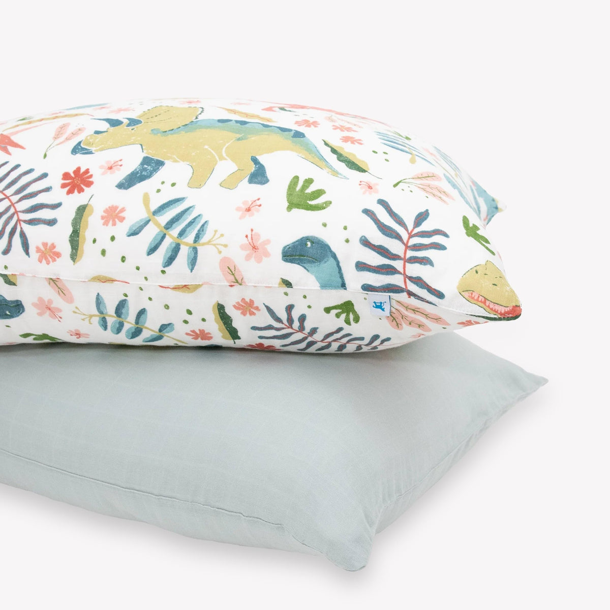 Little Unicorn Boho Dino pillowcase two-pack with ultra-soft muslin for cozy nights