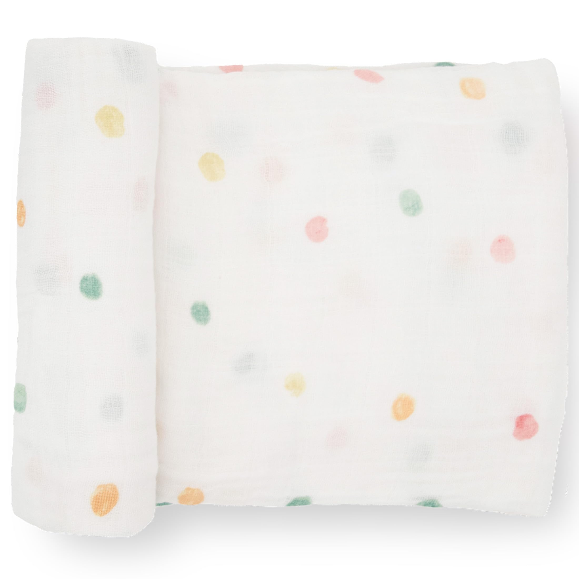 Little Unicorn swaddle blanket Party Dots, ideal for calming newborns during swaddling and play.