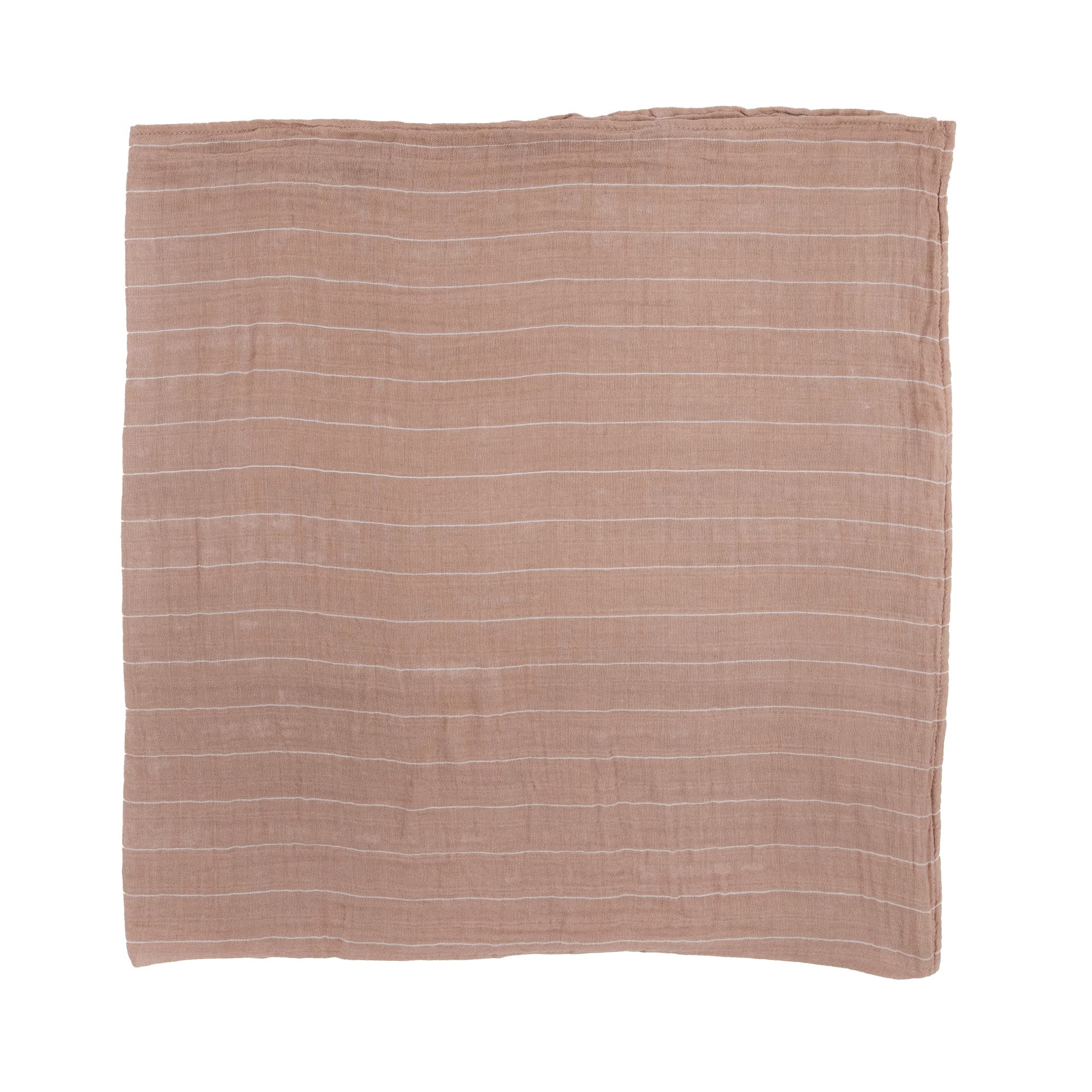 Little Unicorn Mauve Stripe swaddle on stroller cover for outdoor shade.