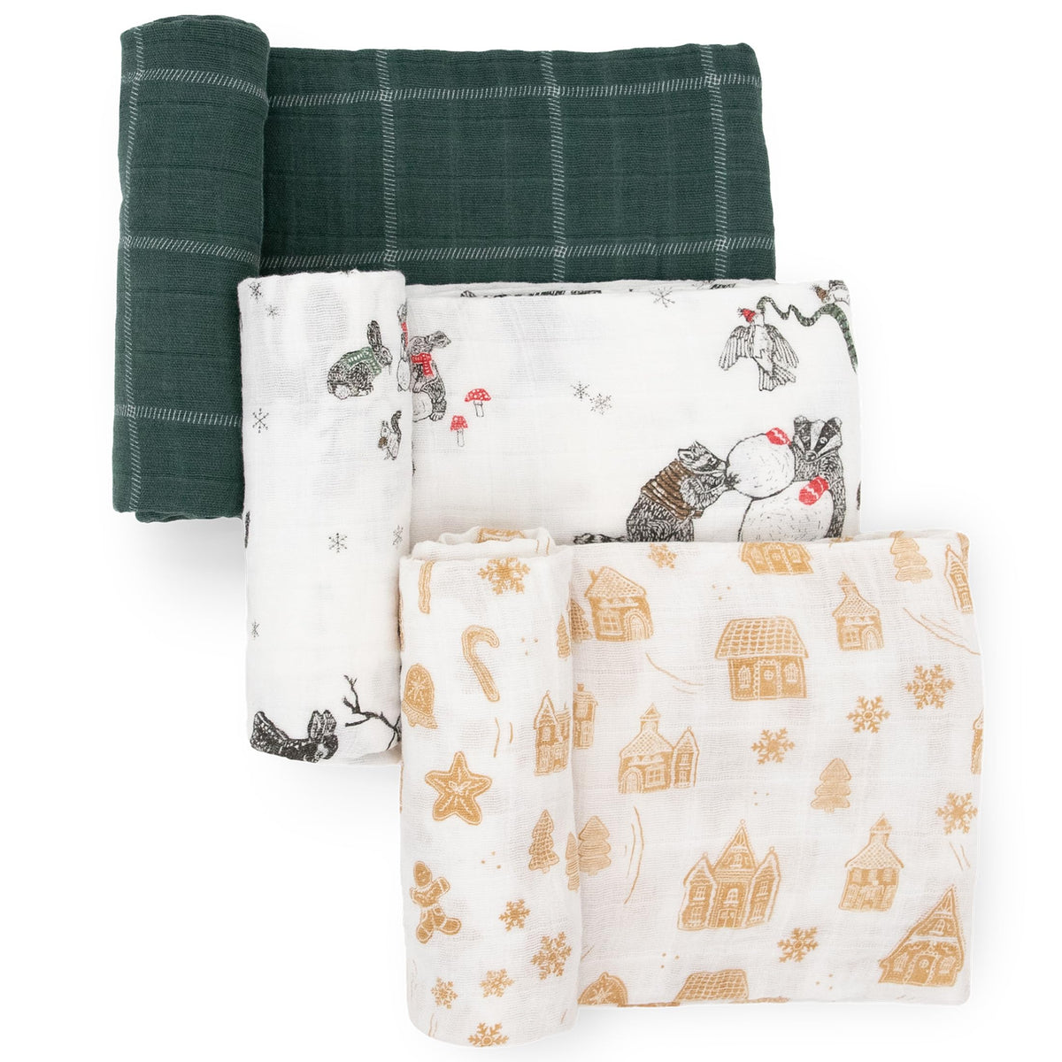 Little Unicorn Snow Day striped swaddle blanket for newborn comfort and swaddling