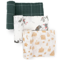 Little Unicorn Snow Day striped swaddle blanket for newborn comfort and swaddling
