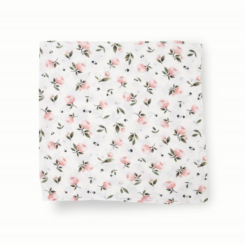 Little Unicorn swaddle watercolor rose burp cloth provides absorbent protection after feeds.