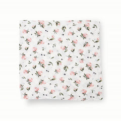 Little Unicorn swaddle watercolor rose burp cloth provides absorbent protection after feeds.