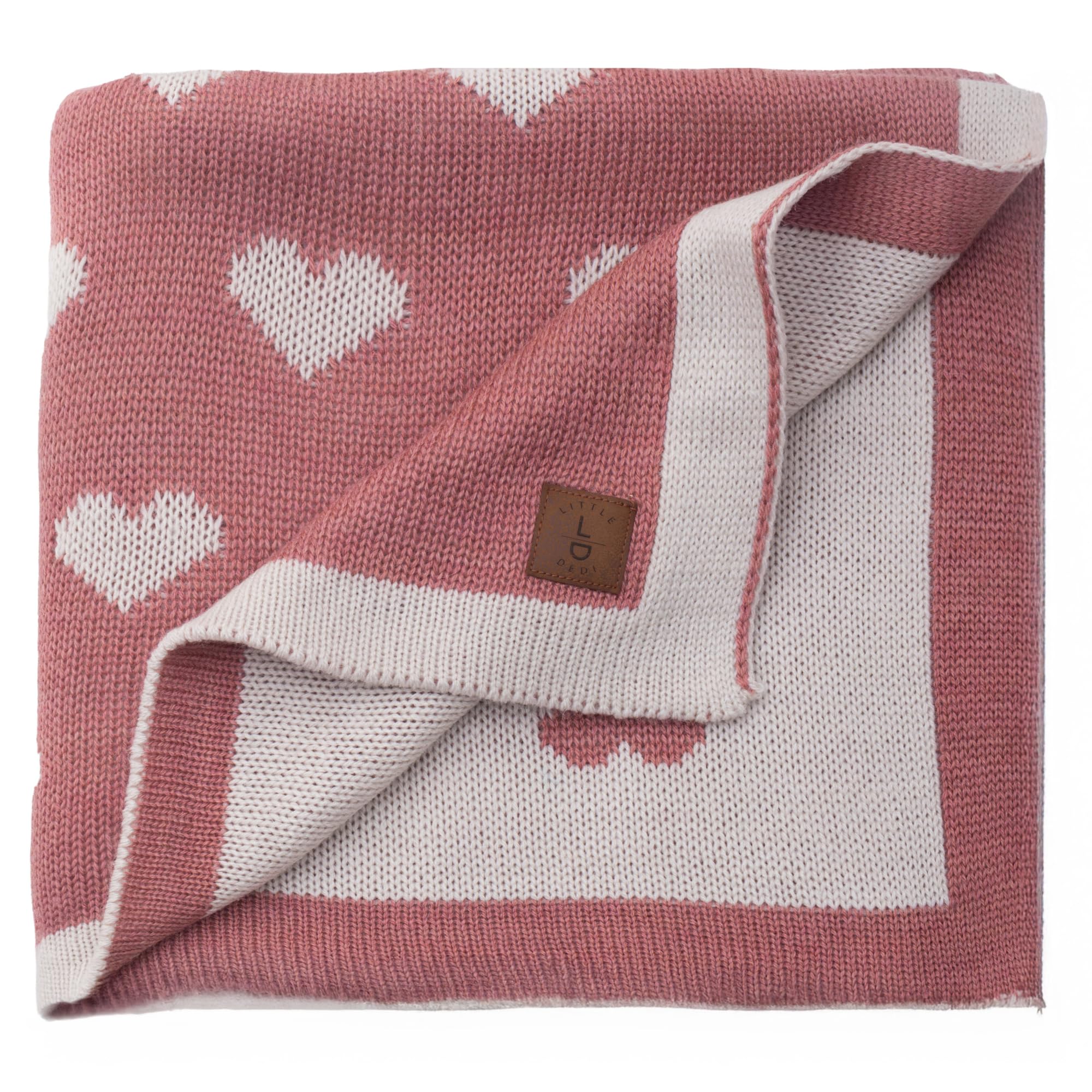 Little Dedi blanket antique rose stars front view, cozy warmth for newborn outings.