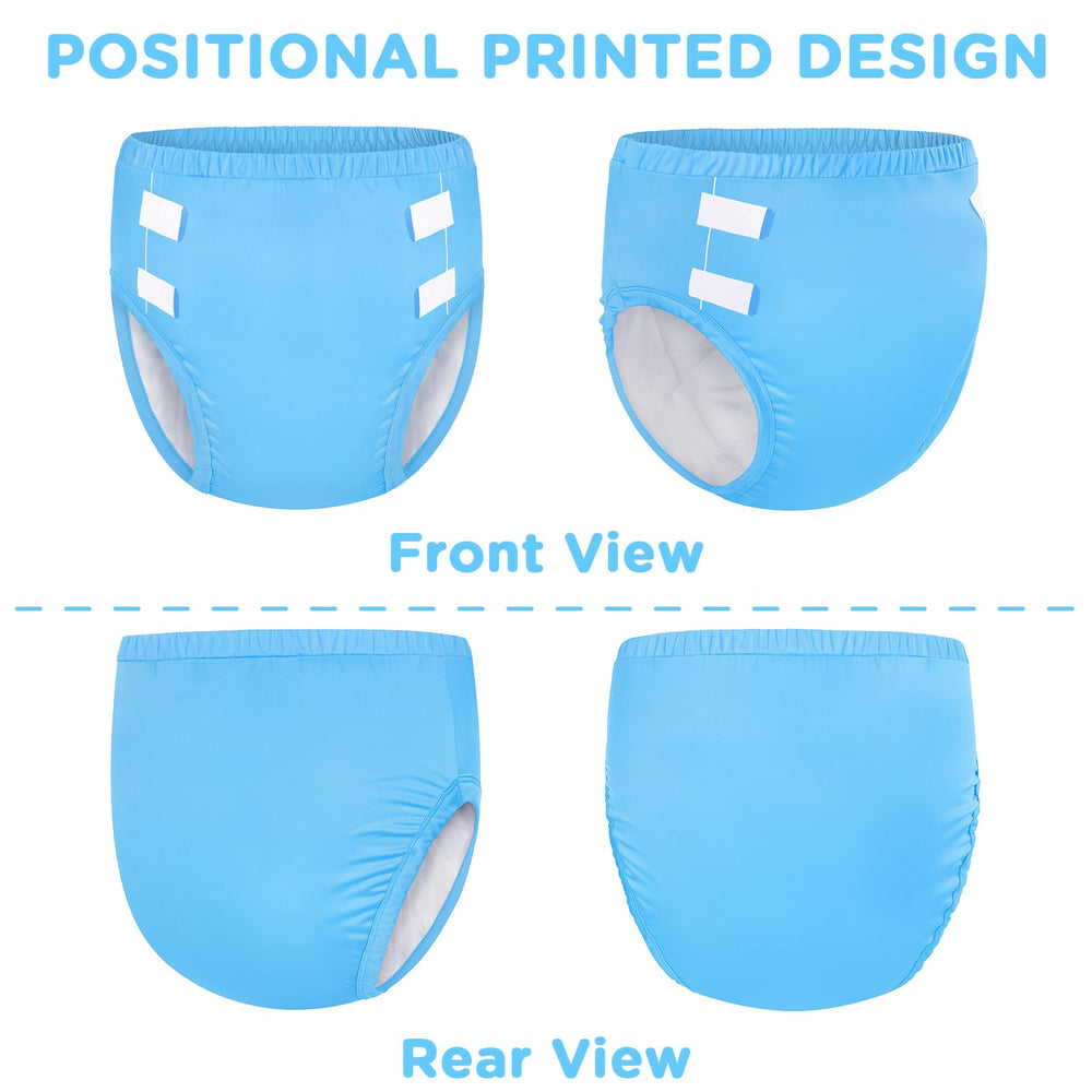 LittleForBig Training Pants blue—reusable absorbent core holds up to 6.8 oz for light leaks.