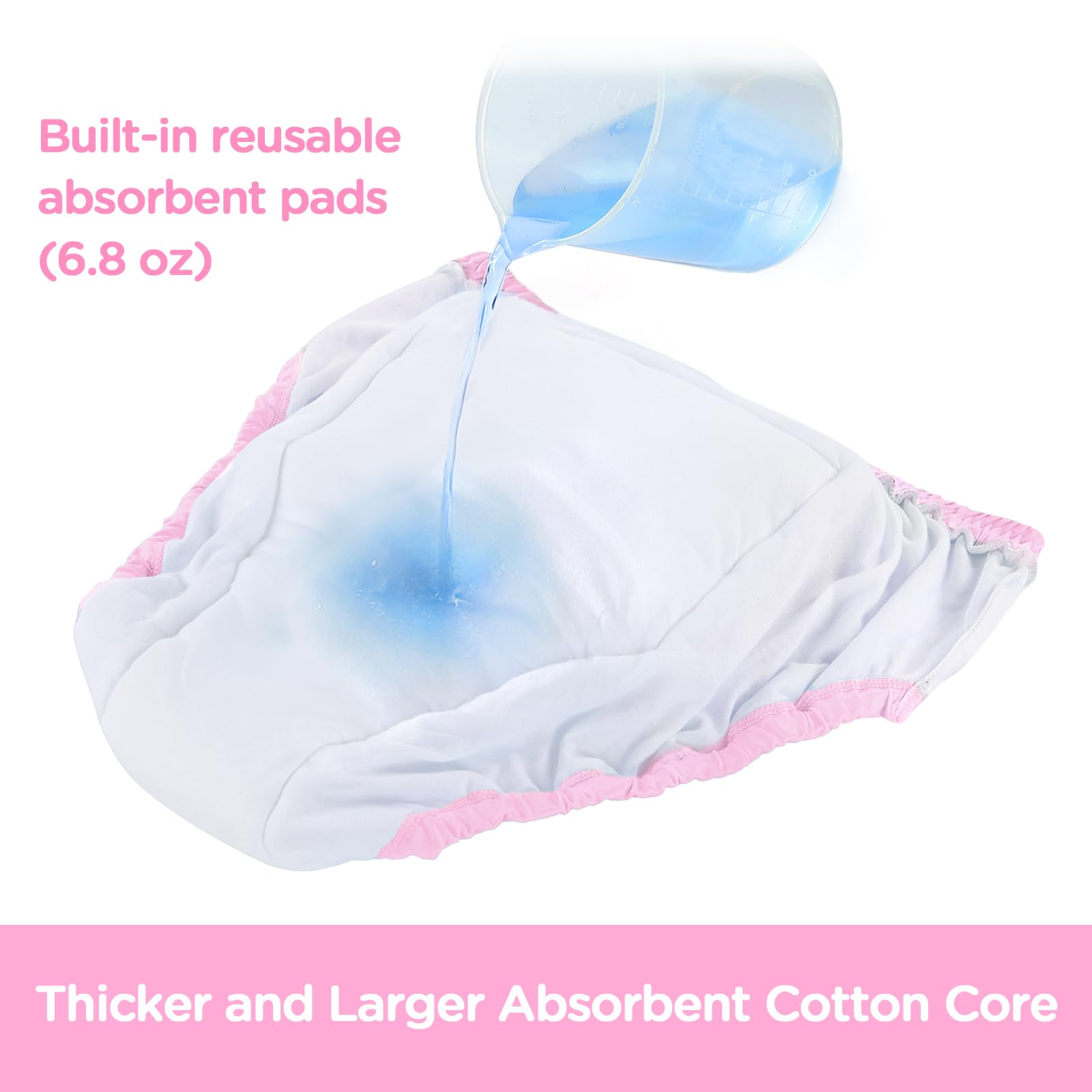 LittleForBig absorbent core closeup demonstrates six point eight ounce capacity.