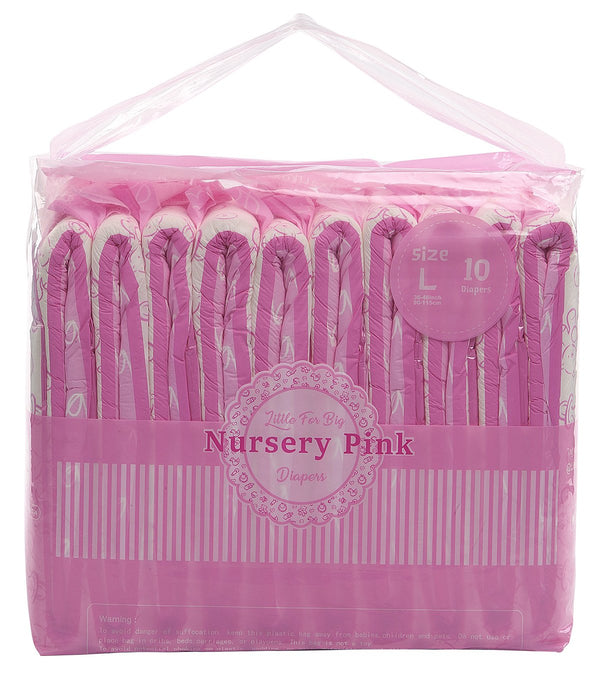 Littleforbig adult diaper with nursery pink design provides secure coverage for large sizes.