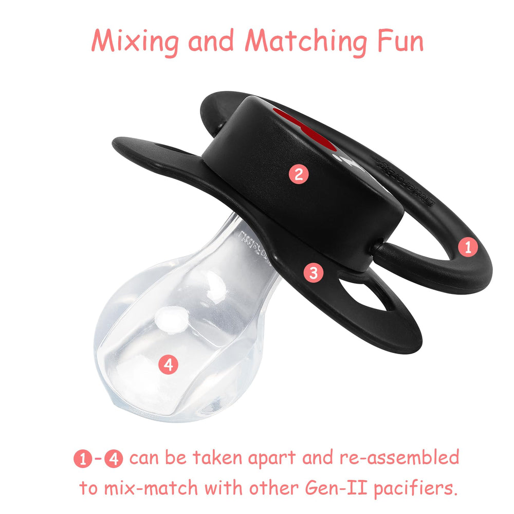 Littleforbig Bigshield Gen-II pacifier nipple close-up showing clear silicone for smooth cleaning