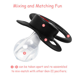 Littleforbig Bigshield Gen-II pacifier nipple close-up showing clear silicone for smooth cleaning