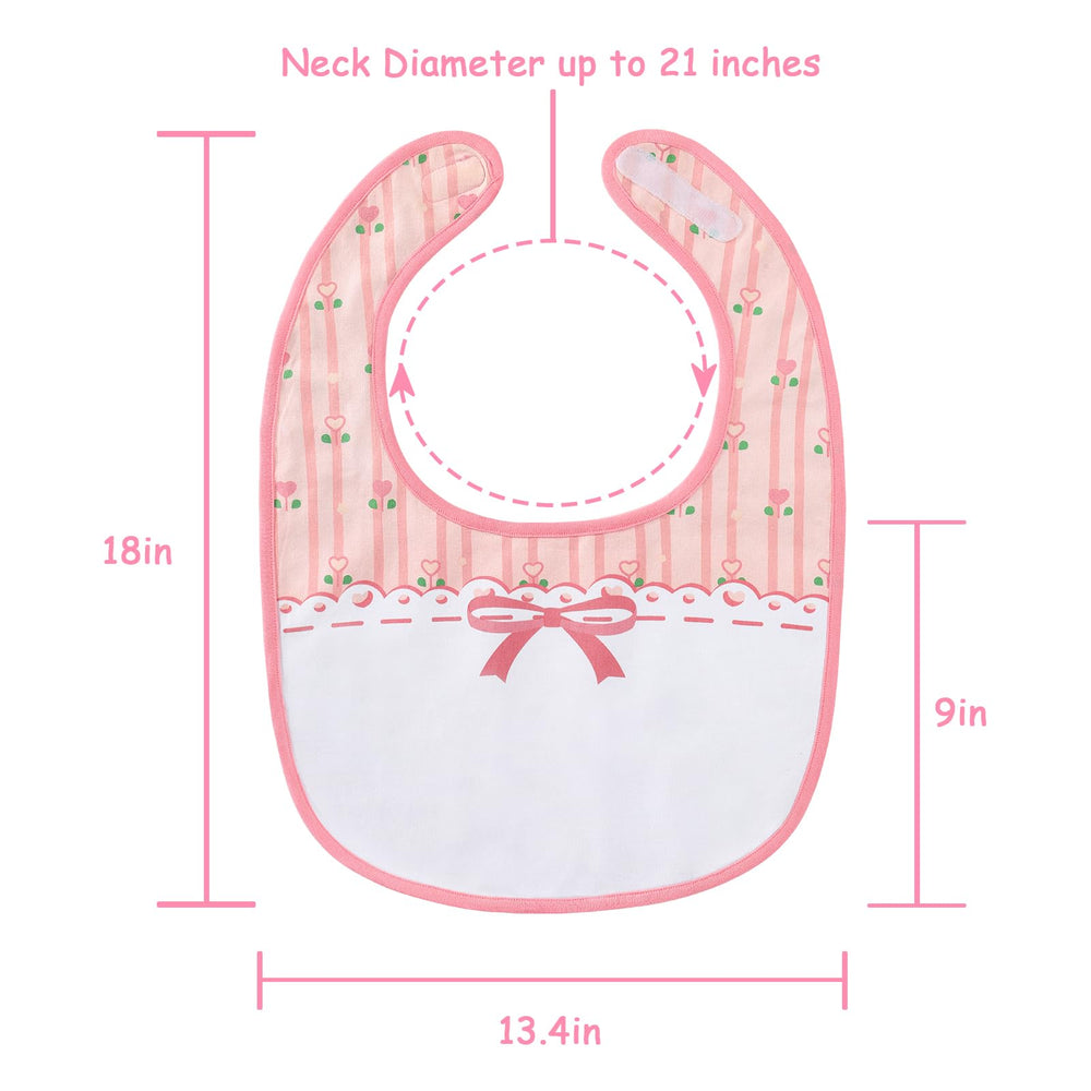 Littleforbig waterproof back visual emphasizes protection during meals and crafts.