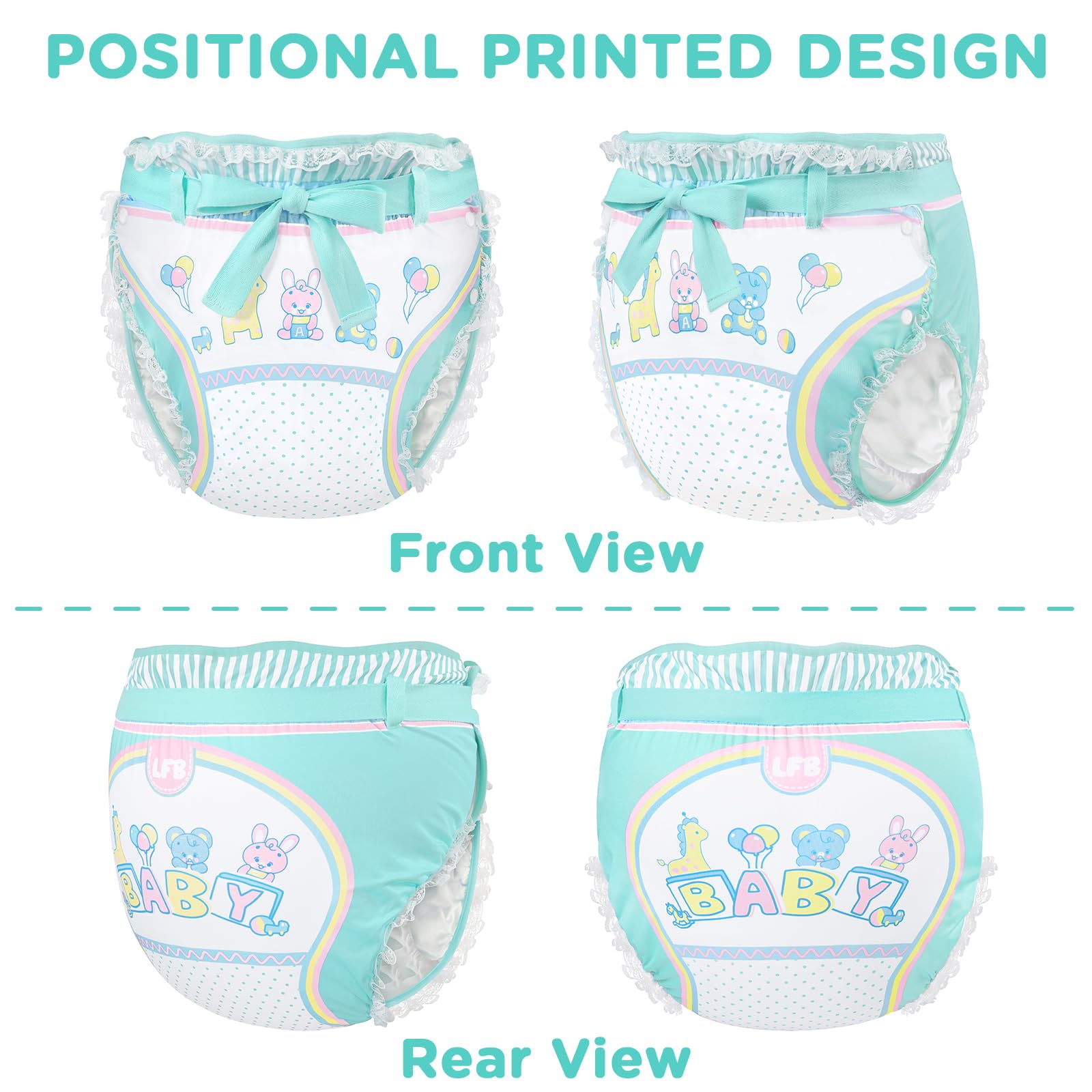 Littleforbig elastic waistband with side snaps enables a secure, adjustable fit.