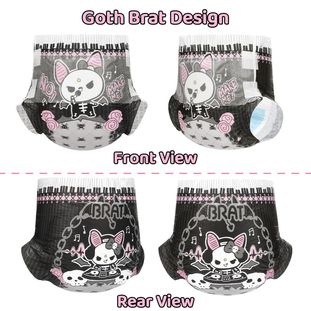 Goth Brat diaper design with stage-light motif for bold visuals.