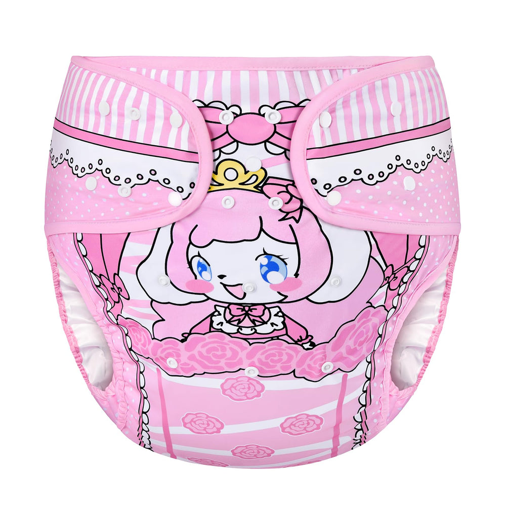 Littleforbig Little Beauty diaper wrap with pink princess pattern offers all-day comfort.