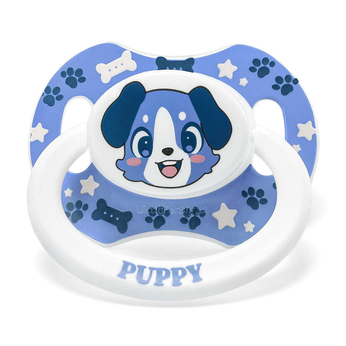 Littleforbig Little Blue Bigshield pacifier front view for comfortable adult use