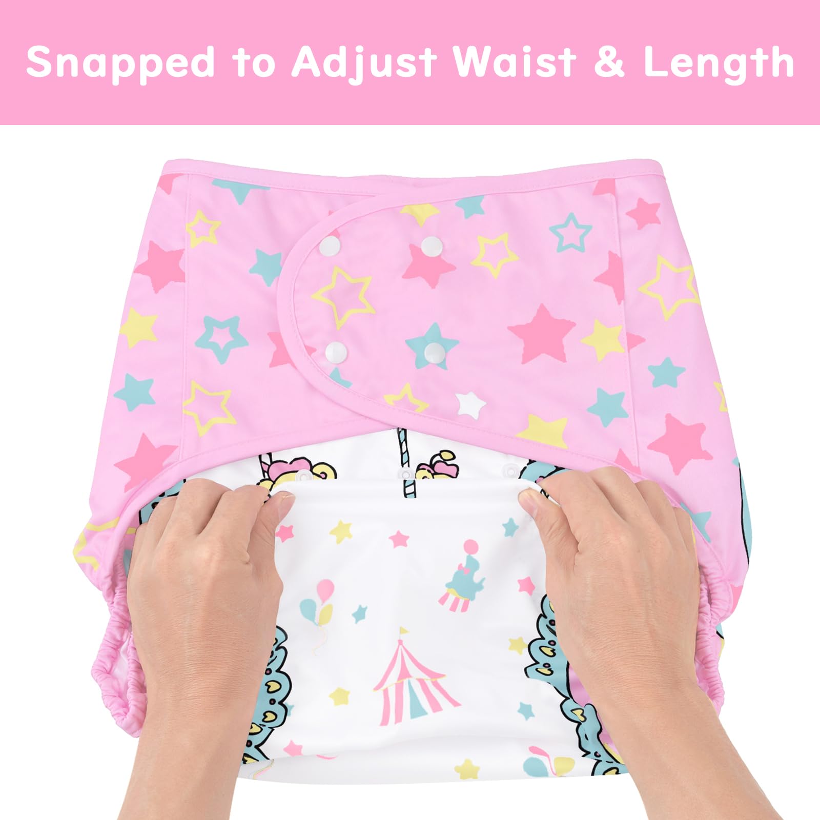 Machine washable and reusable for an eco-friendly diapering option.
