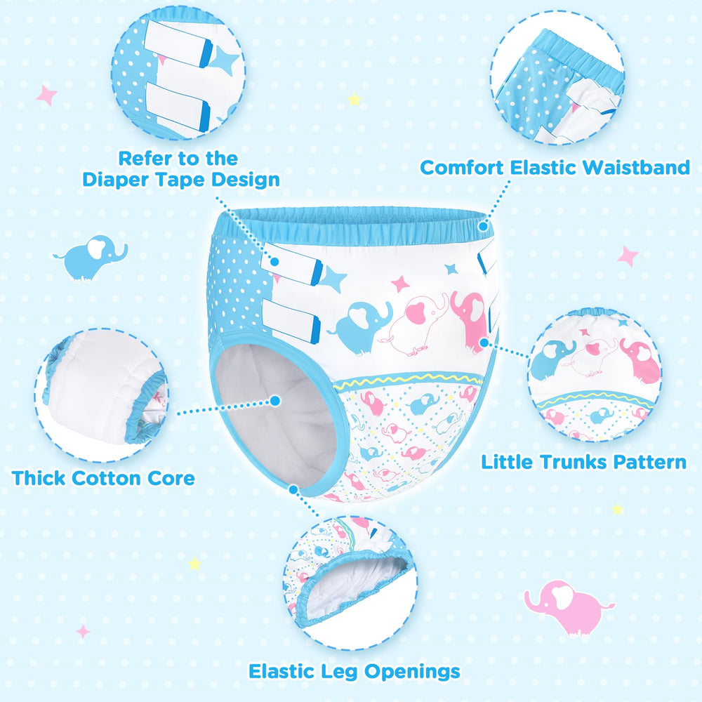 Littleforbig Little Trunks blue absorbent core close-up showing built-in pads