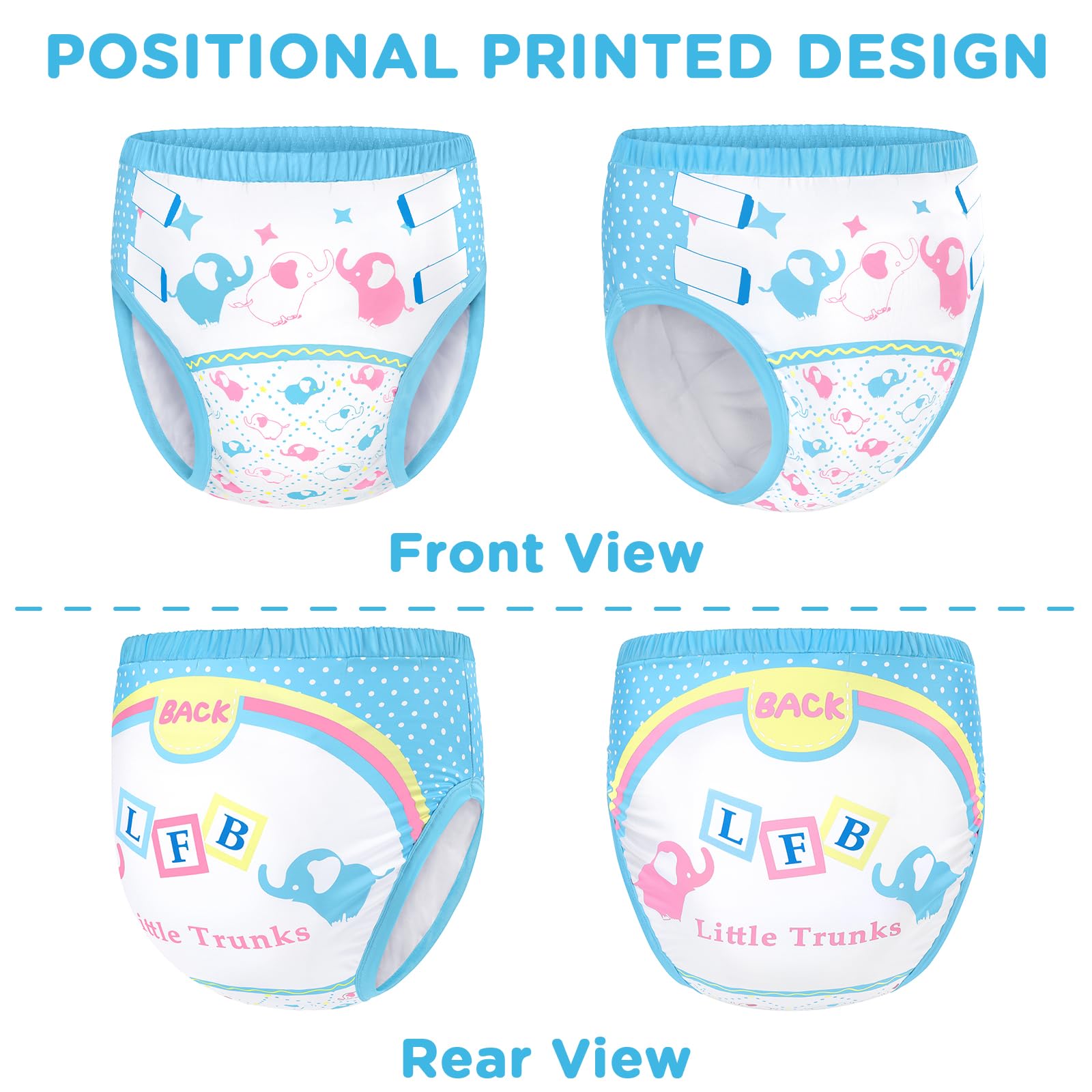 Littleforbig Little Trunks blue care instructions icon, gentle washing guidance