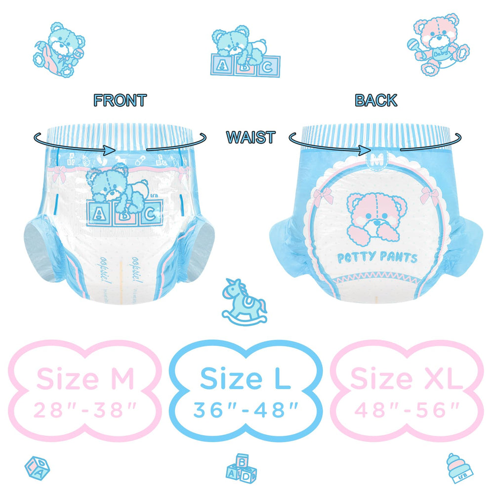 Littleforbig Potty Pants with leak protection and adjustable tapes for a secure fit.