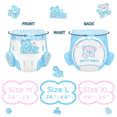 Littleforbig Potty Pants with leak protection and adjustable tapes for a secure fit.