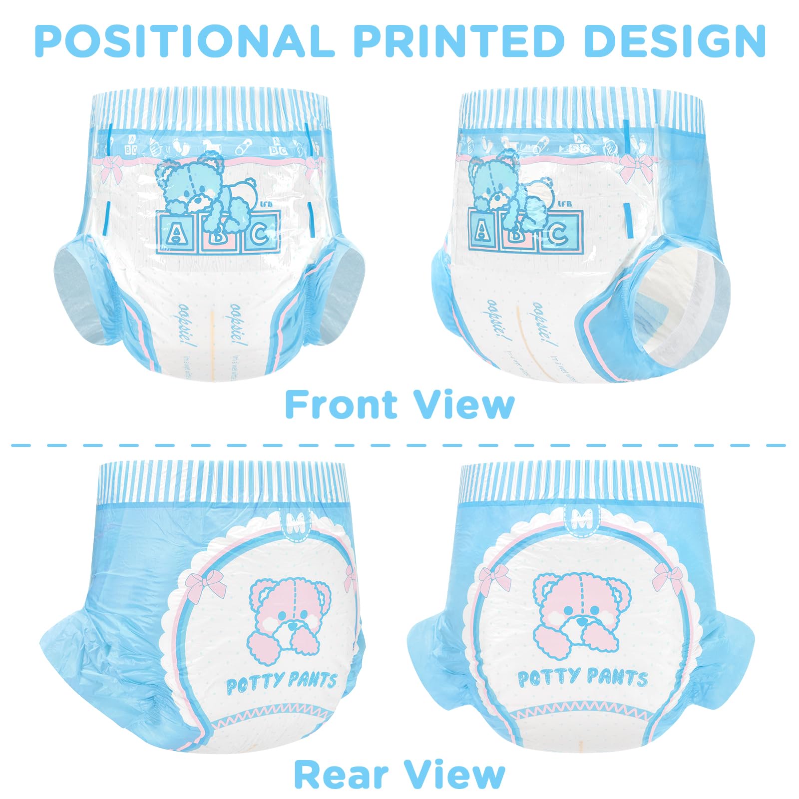 Littleforbig Potty Pants quick-absorbing core helps stay dry during wear.