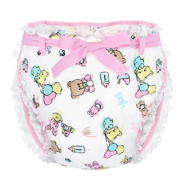 LittleForBig silky adult ribbon omutsu wrap with baby cuties pattern for comfortable wear