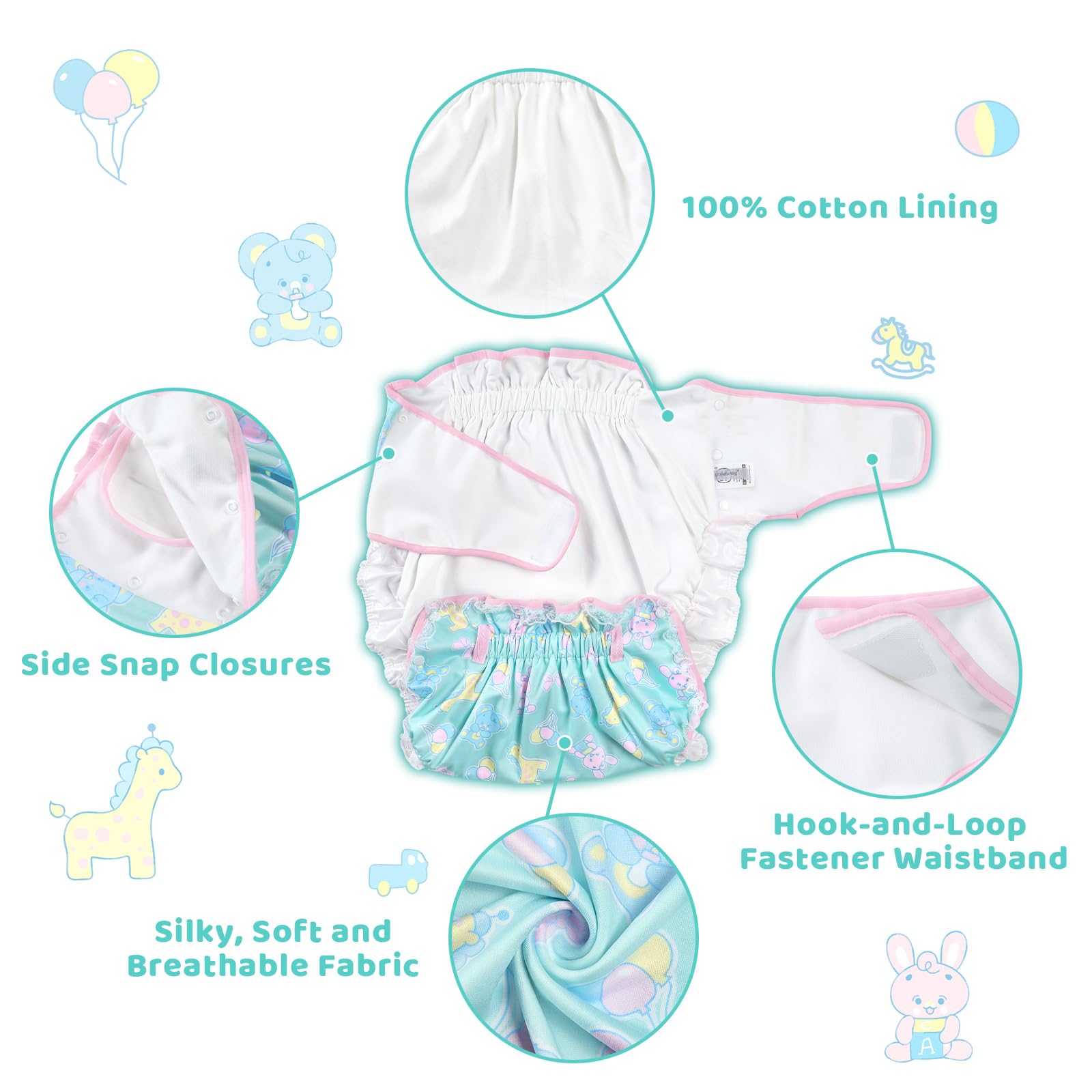 Littleforbig Silky Adult Wrap side snap closures enable easy on-and-off.