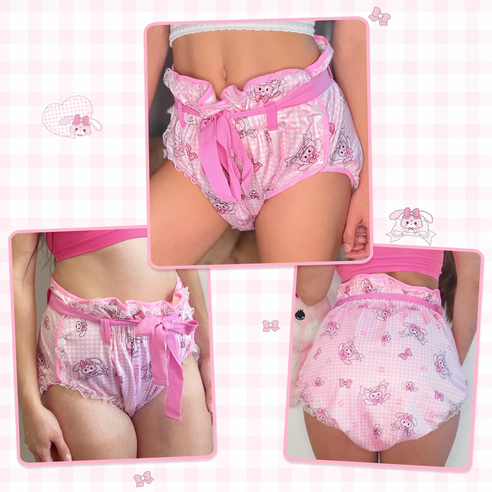 Littleforbig Silky Usagi wrap back view with adjustable waistband for easy on-off