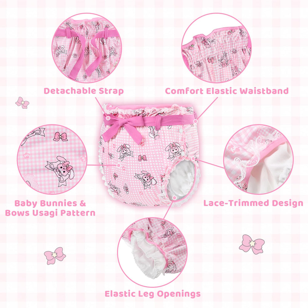 Littleforbig Silky Usagi wrap lace-trim detail adds playful style