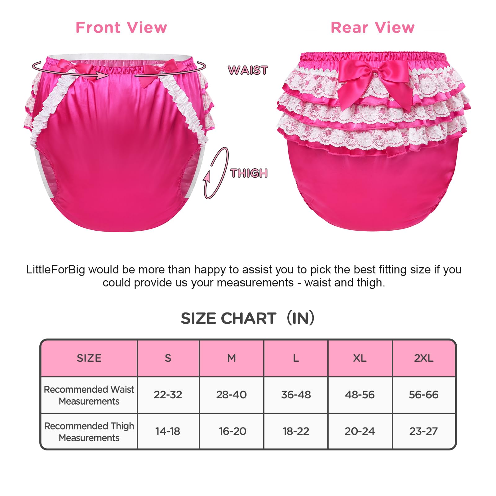 Littleforbig size options range S to XXL with sizing guide