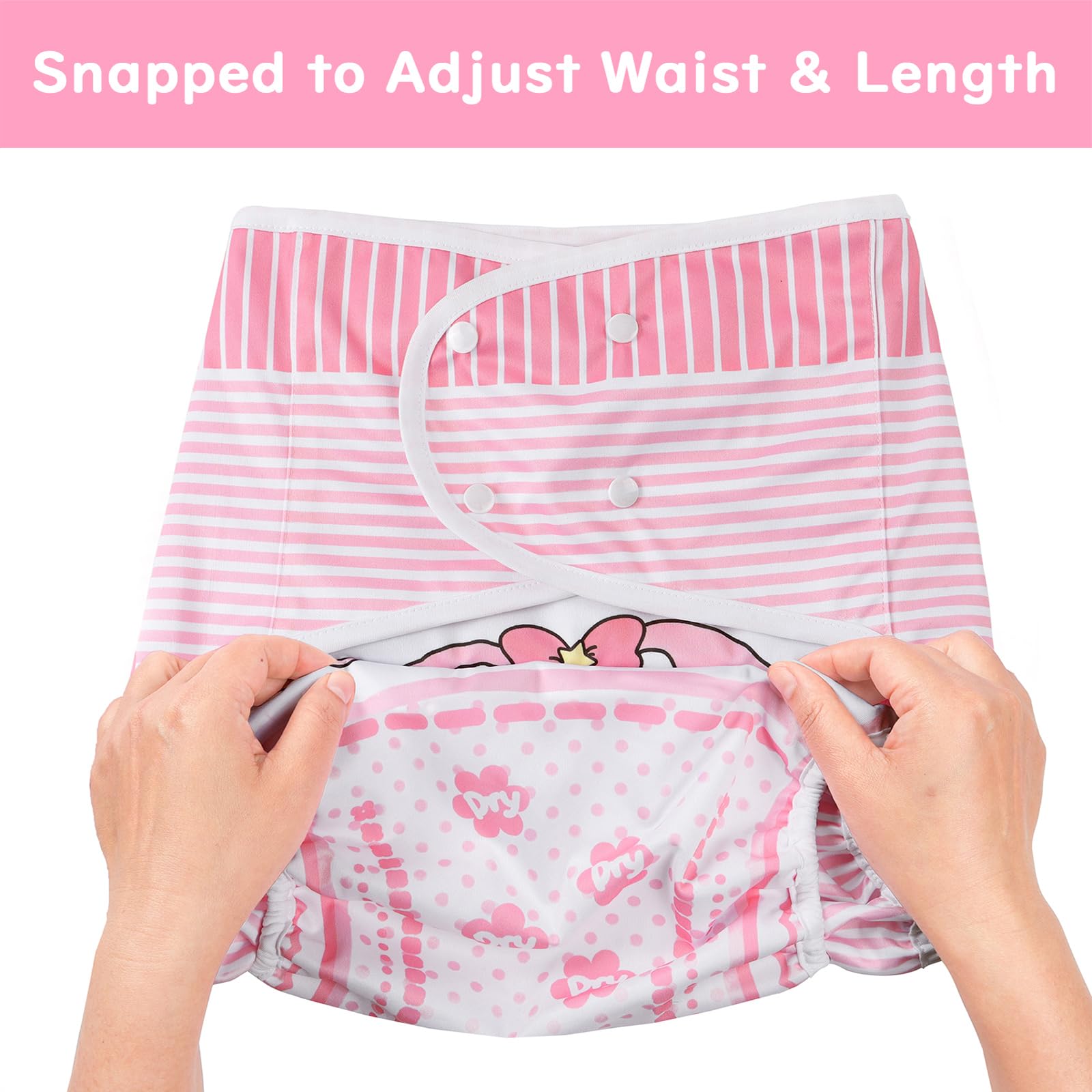 Littleforbig Usagi pattern paired with booster pads for hybrid diapering options.