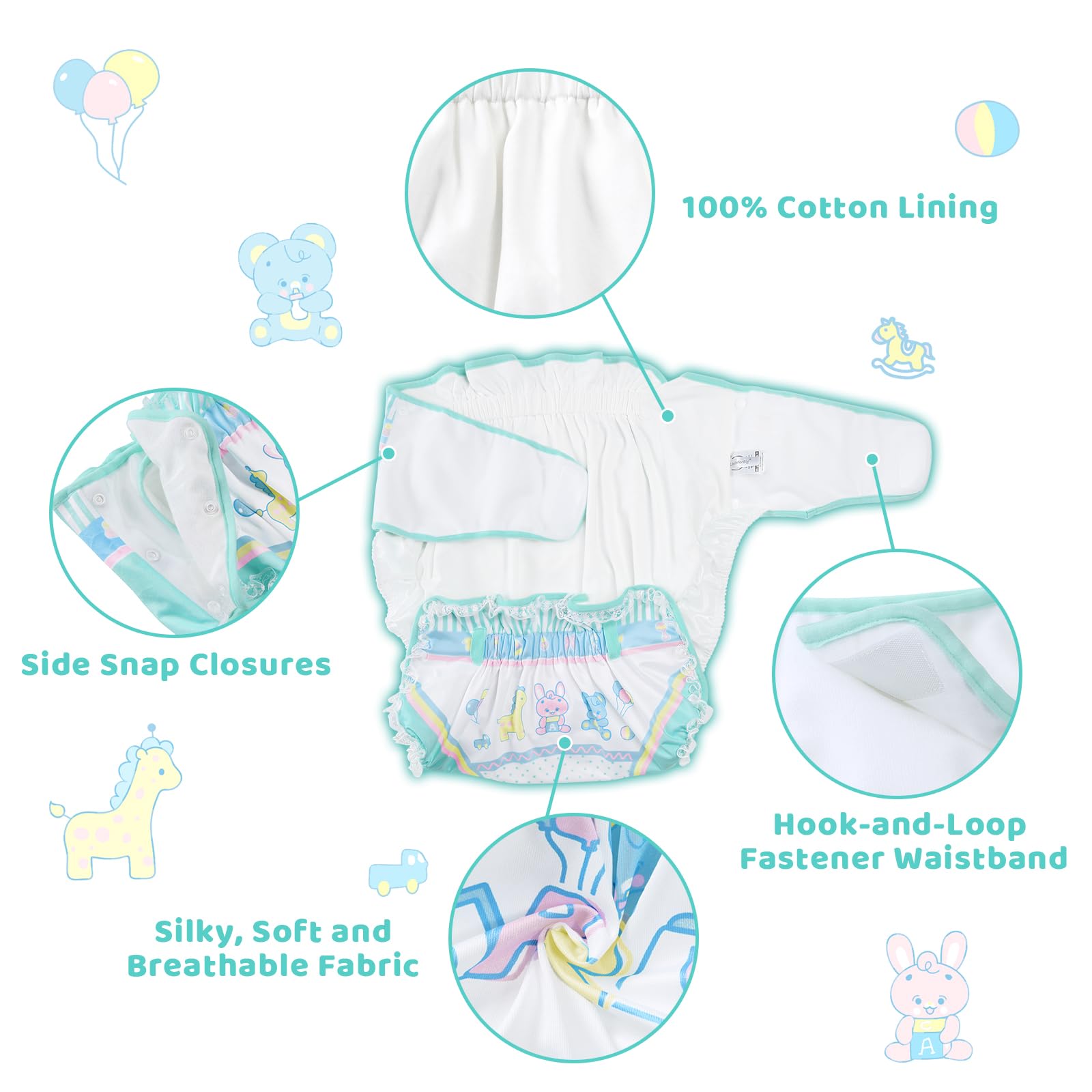 Littleforbig vibrant pattern with lace-trim waistband for stylish functionality.