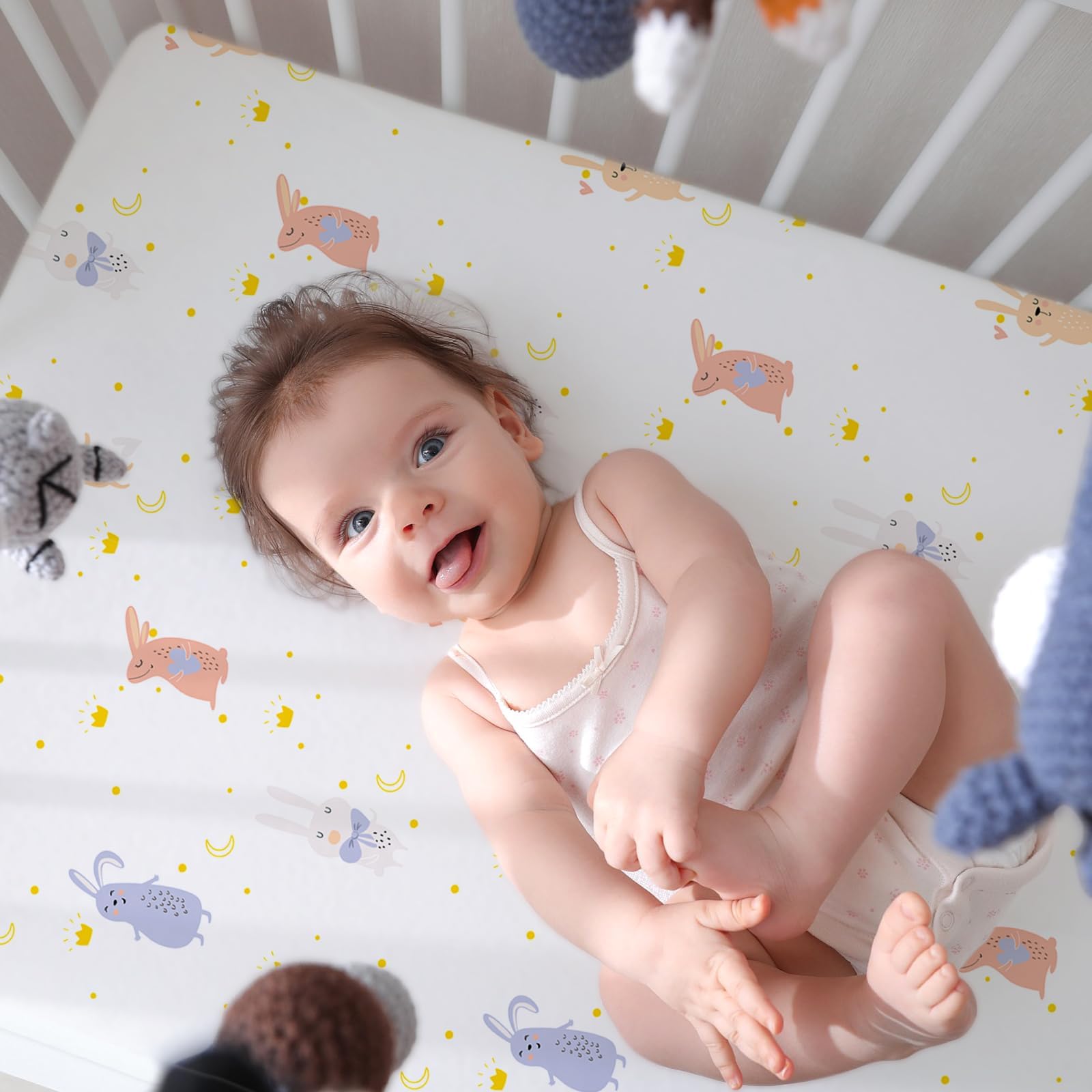 Little Grape Land fairy crib sheet close-up emphasizes breathable microfiber