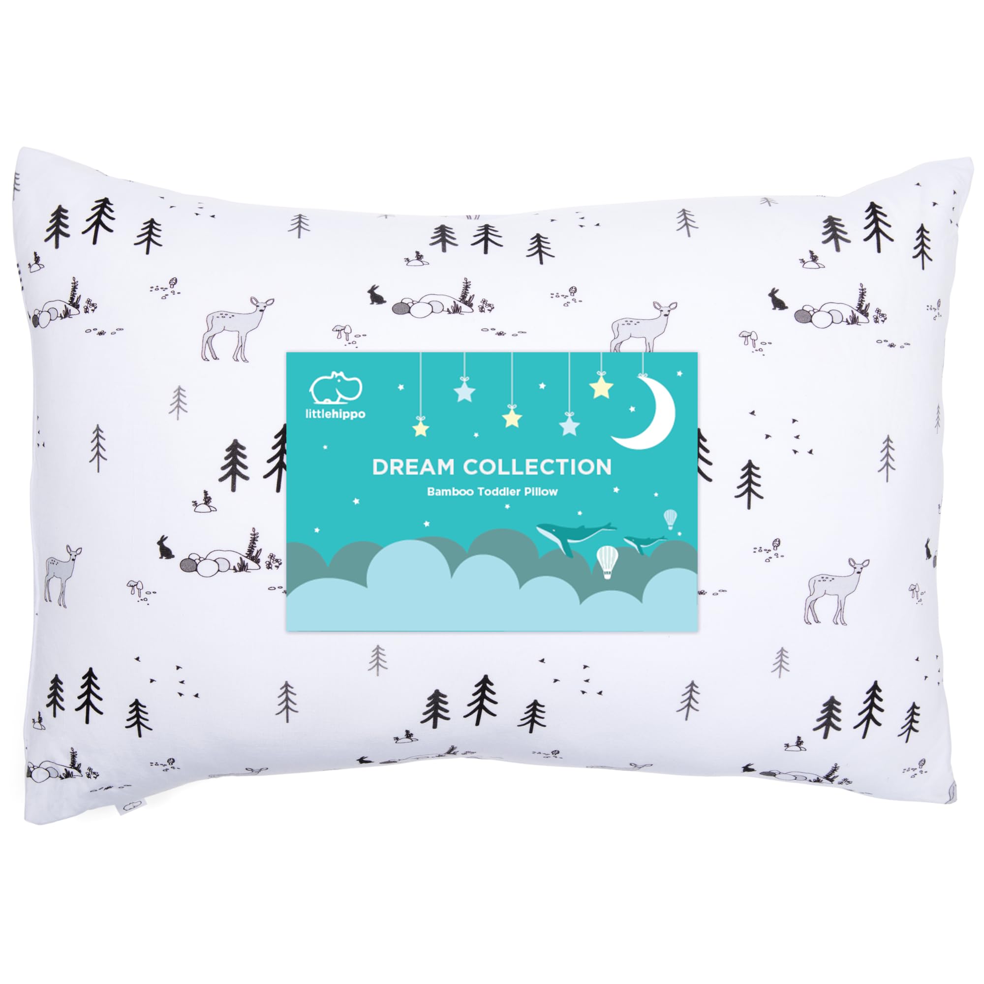 LittleHippo toddler pillow Woodland cover close-up shows breathable bamboo fabric.