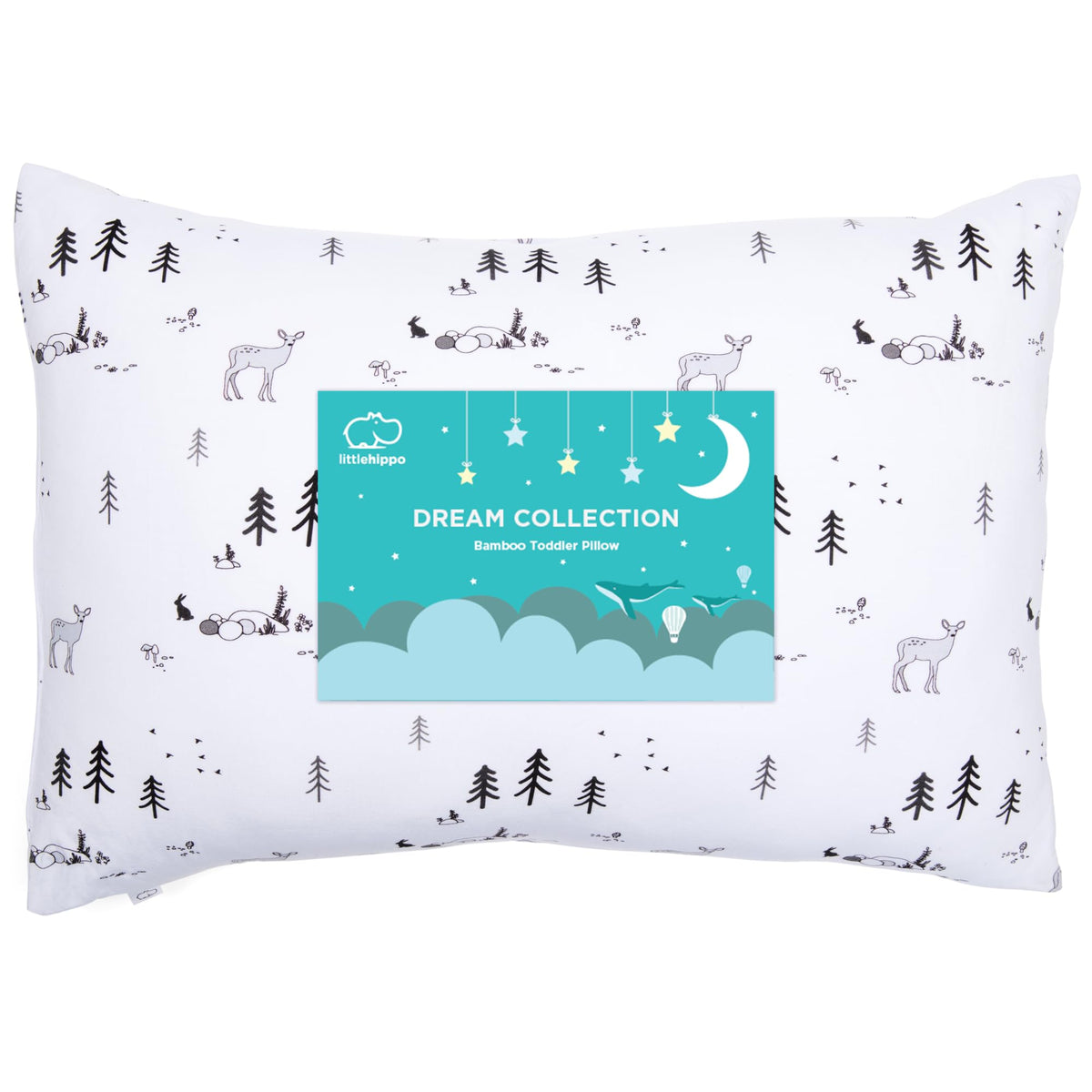 LittleHippo toddler pillow Woodland cover close-up shows breathable bamboo fabric.