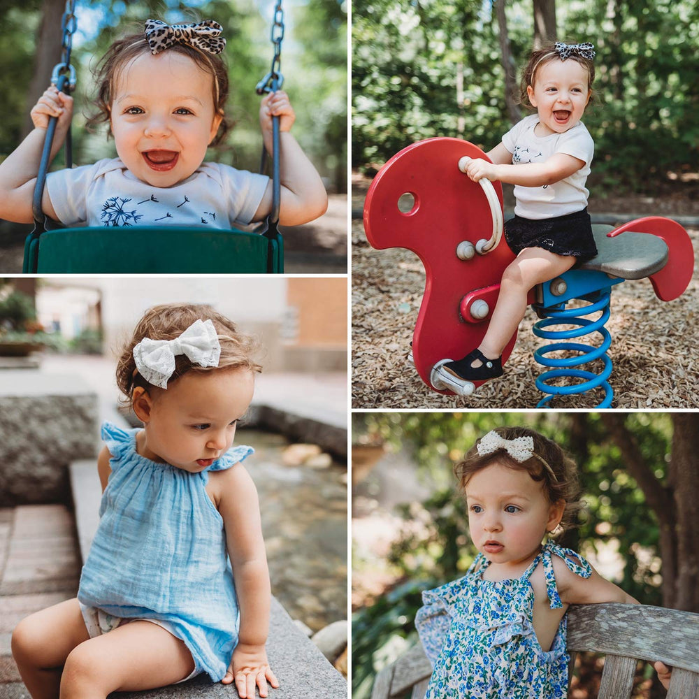 LittleJoJo floral bow on a stretchy headband for versatile styling