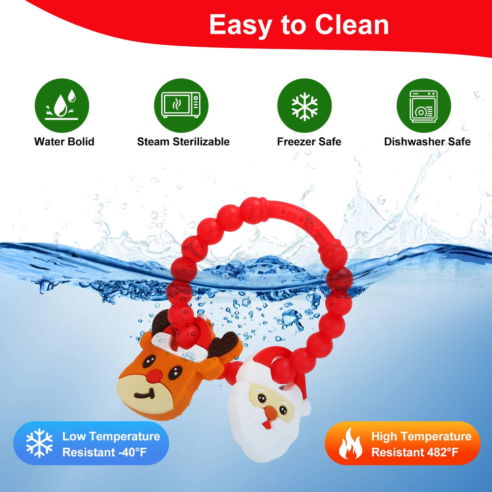 LittleLamb Christmas teether shown chilled for extra relief