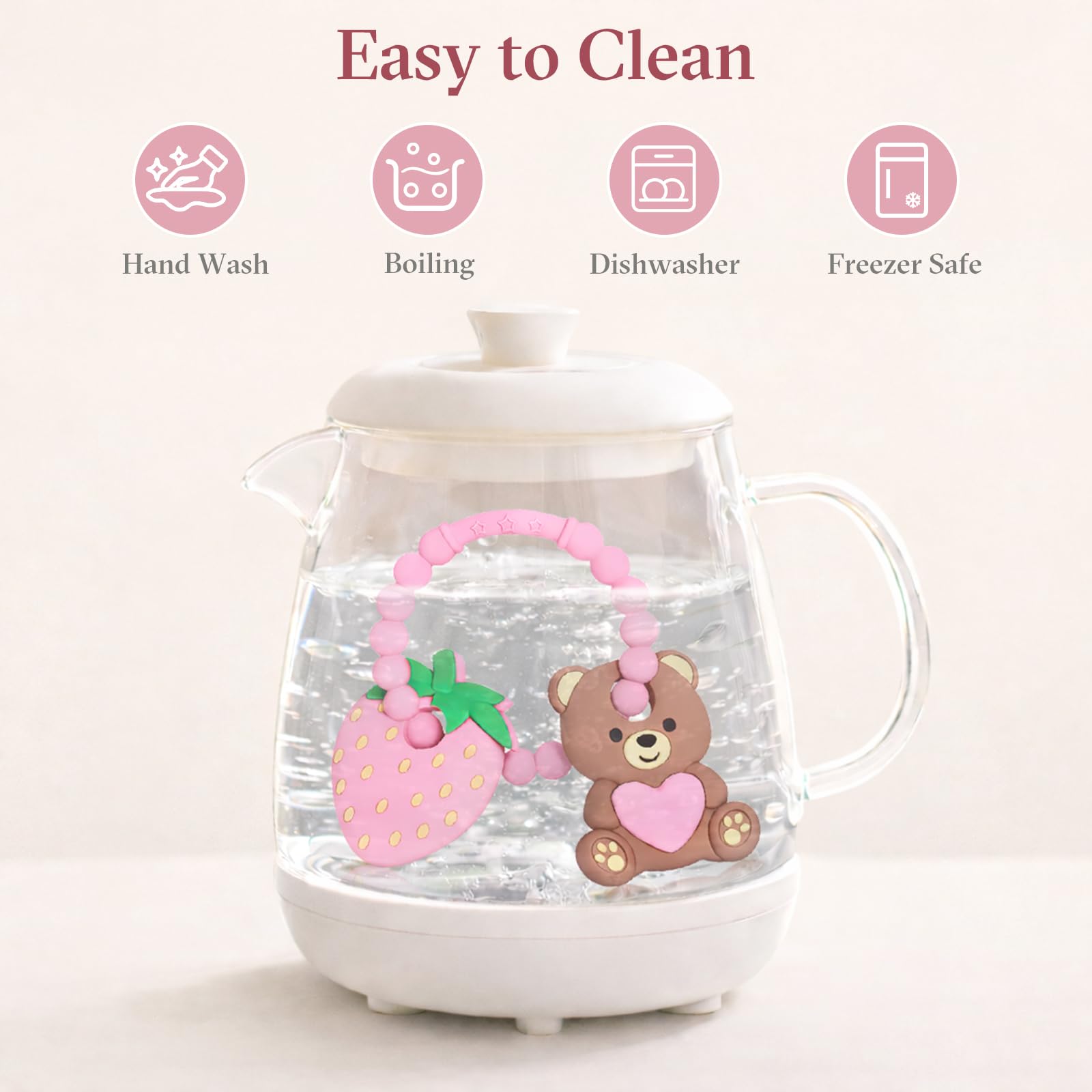 LittleLamb Dishwasher-Safe Teether: easy cleaning between uses.