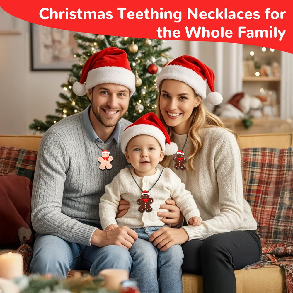 LittleLamb holiday chew necklace helps calm kids during seasonal activities.
