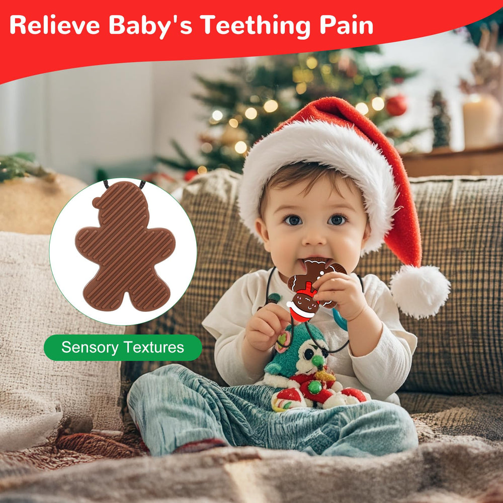 LittleLamb multi-textured pendant provides varied chewing sensations to soothe teething.
