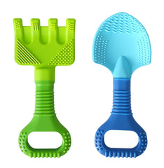 LittleLamb shovel teether with garden textures soothing early teething gums.
