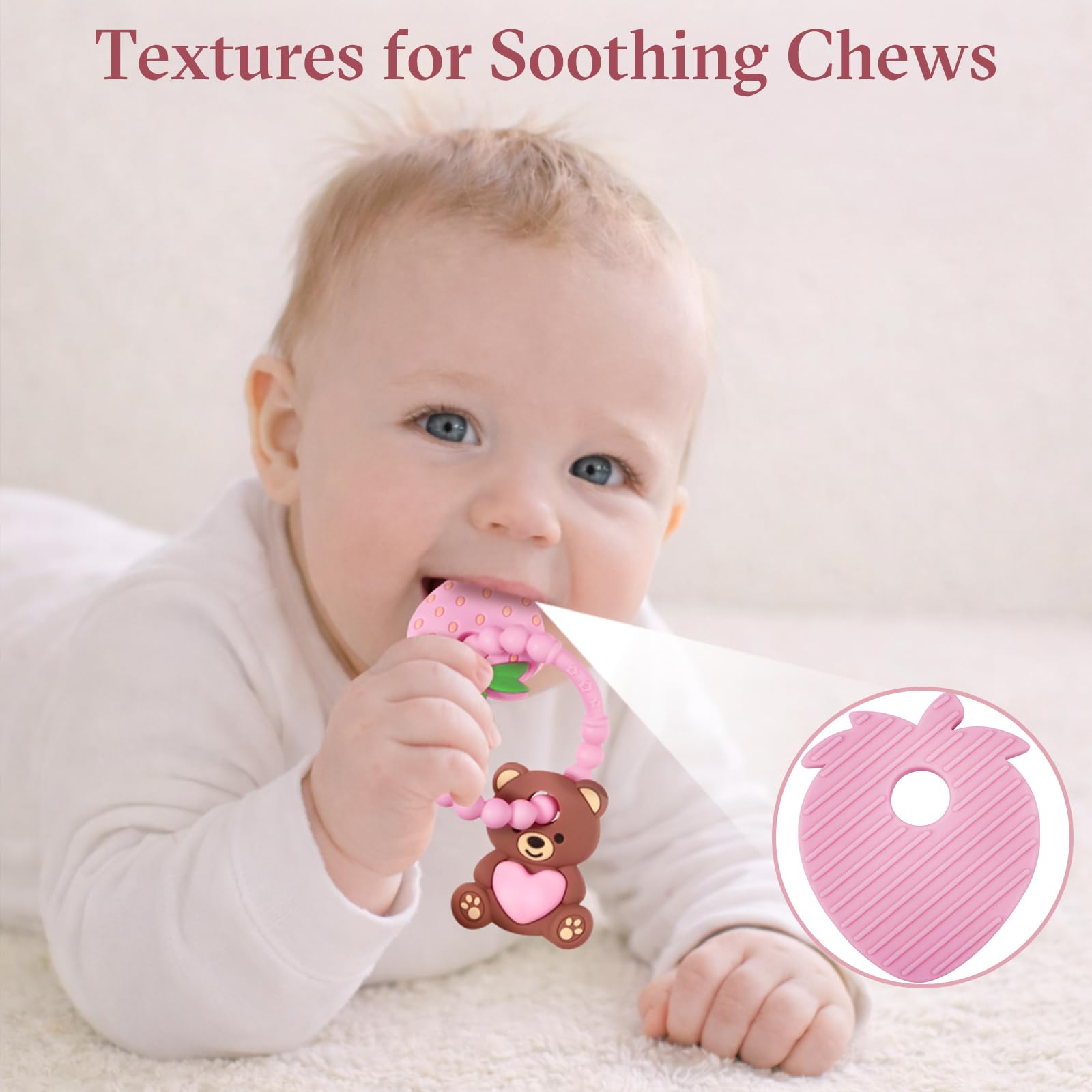 LittleLamb Silicone Teether Bracelet: textured surfaces for sensory exploration during teething.