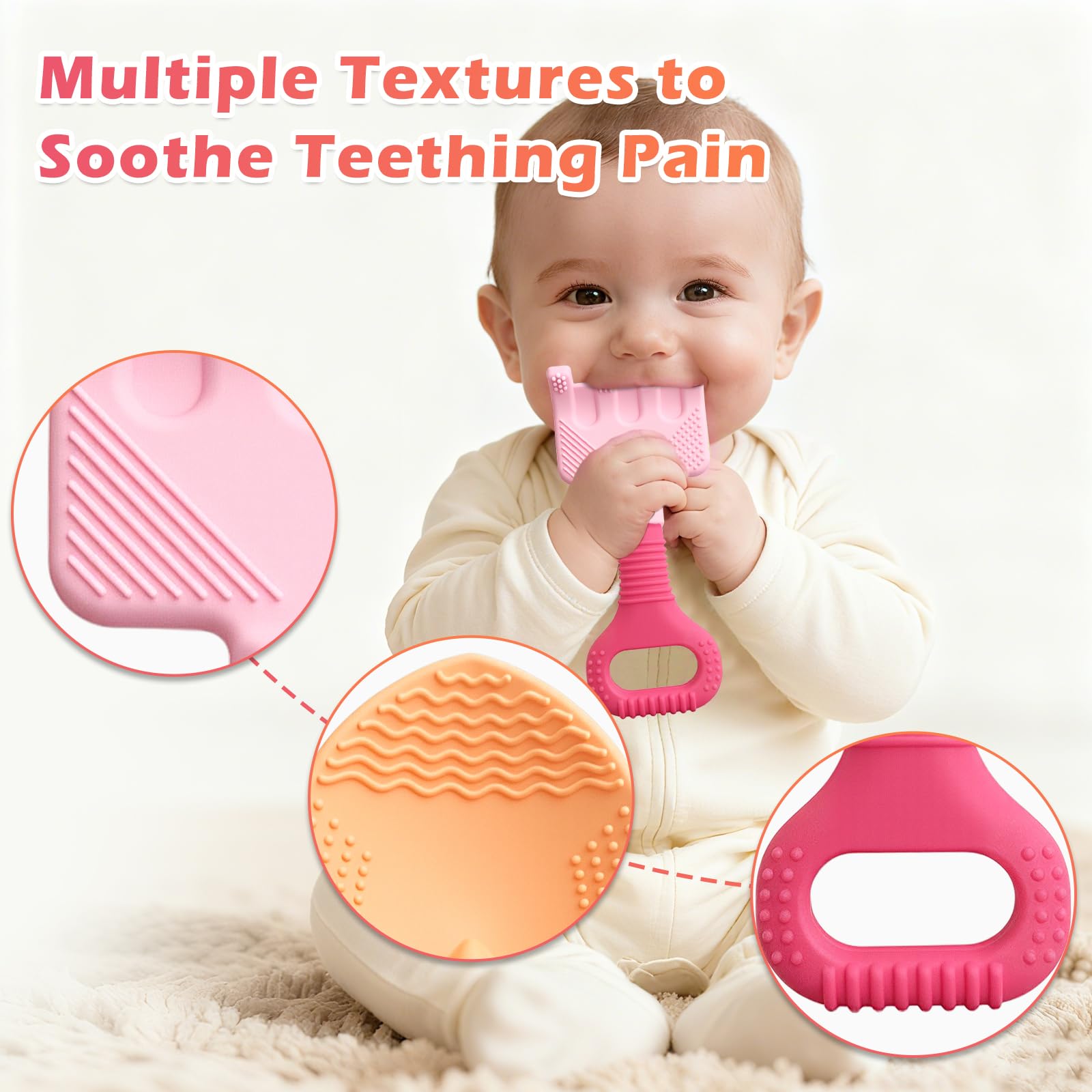 LittleLamb silicone teether with textured marks for sensory chew