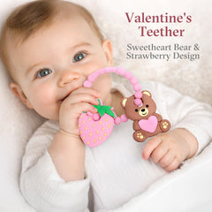 LittleLamb Strawberry Teether: bright fruit shape keeps baby engaged during teething.