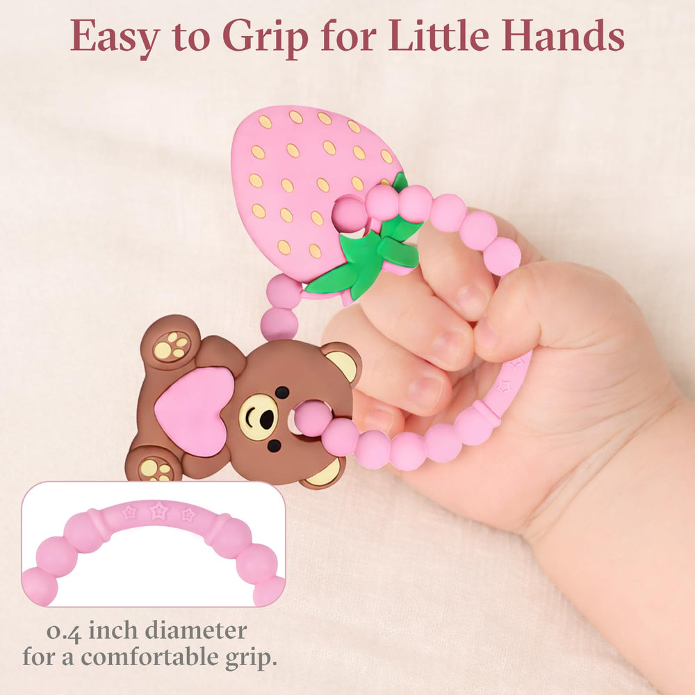 LittleLamb Teething Ring for Babies: lightweight and easy to grasp for small fingers.